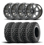 Set of Four Bullite Lancer Wheels 15" Gray And Kenda K3204R Klever XT Tires [32x10R-15]