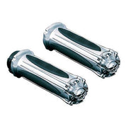 Kuryakyn Chrome Zombie Skull Hand Grips Throttle By Cable Pair Set Harley 82-17