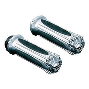 Kuryakyn Chrome Zombie Skull Hand Grips Throttle By Cable Pair Set Harley 82-17