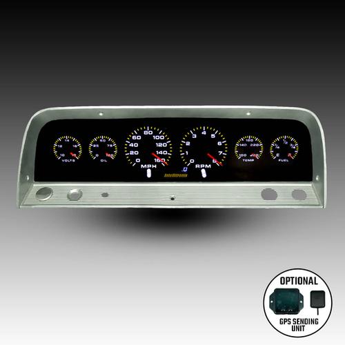 Conjunto de instrumentos analógicos LED Intellitronix con placa frontal negra para camioneta Chevrolet 1964-1966