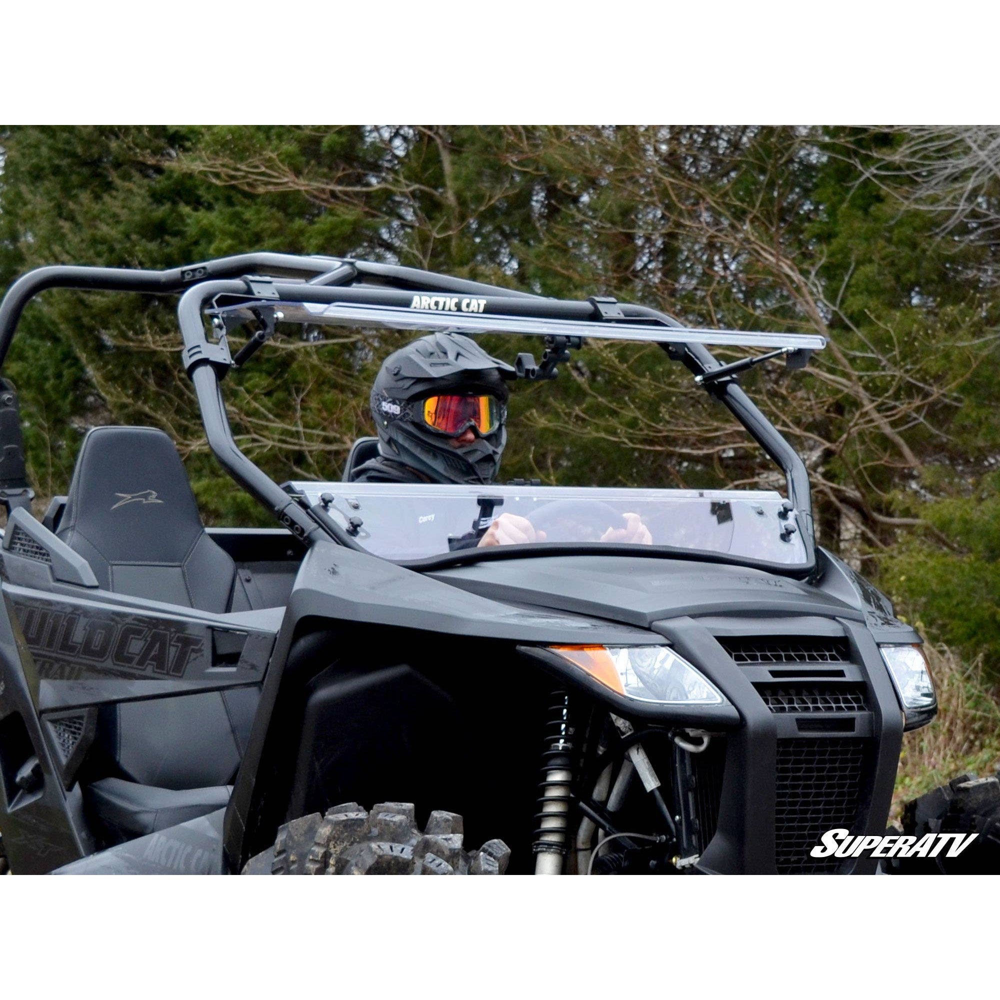 SuperATV Arctic Cat Wildcat Trail Scratch Resistant Flip Windshield FWS-AC-T-70