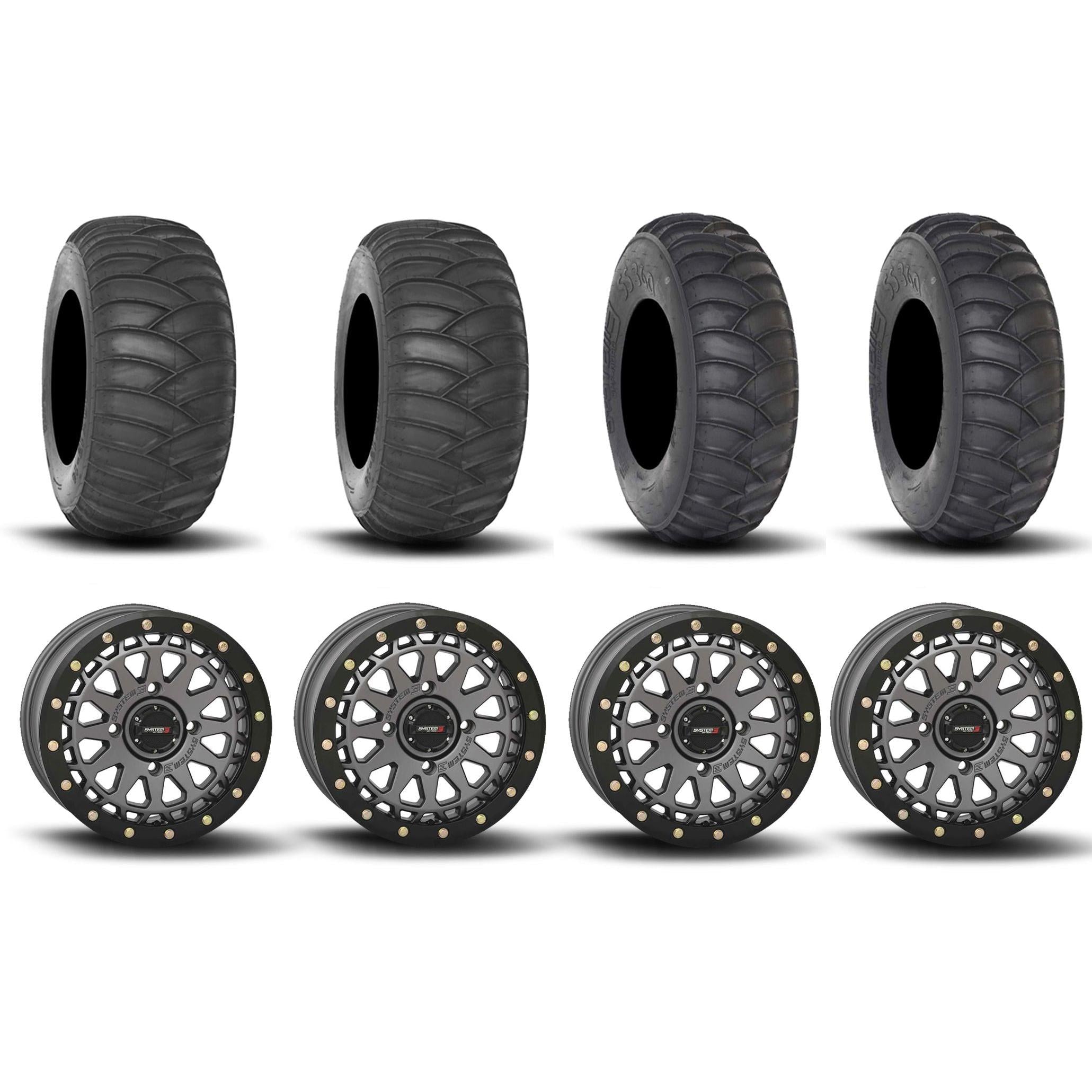System 3 SB-6 Beadlock Gun Metal Grey 15" Wheels And SS360 Sand/Snow Tires [32x10-15] ,[32x12-15]