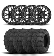 ITP Hurricane 12" Matte Black Wheels And Mud Lite Tires [27x12-12]