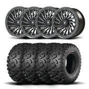Set of Four Bullite Blade Wheels 14" Gray And Kenda K3201 Mastodon HT Tires [28x9R-14]