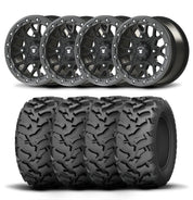 Set of Four Bullite Rider Wheels 15" Gray And Kenda K3203 Mastodon AT Tires [35x10R-15]