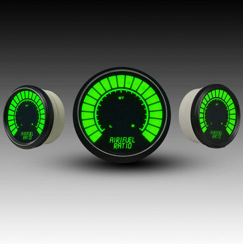 Indicador digital de aire y combustible con barra LED Intellitronix - Placa frontal negra y bisel negro