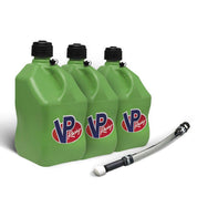 VP Racing 3 Pack Green 5.5 Gallon Square Utility Jugs + Deluxe Fill Hose