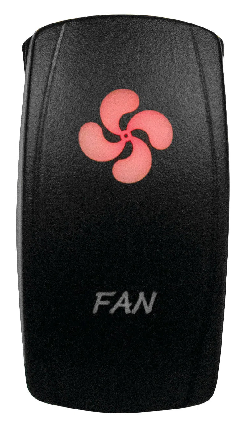 DragonFire Racing Laser-Etched Dual LED Switch - Fan on/off - Red - 04-0059