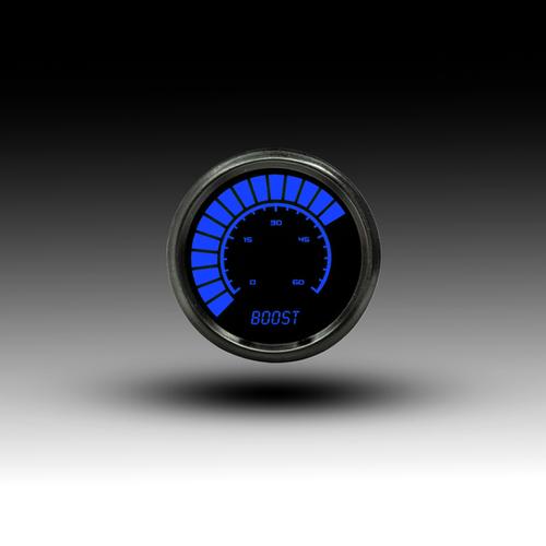 Intellitronix LED Digital Bargraph Boost Gauge - Black Faceplate With Black Bezel