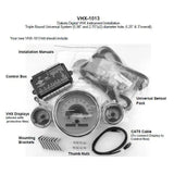 Sistema de manómetro analógico universal Dakota Digital de 3 rondas, kit negro y azul VHX-1013
