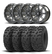 Set of Four Bullite Lancer Wheels 14" Gray And Kenda K587 Bearclaw HTR Tires [28x11R-14]