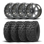 Set of Four Bullite Lancer Wheels 14" Gray And Kenda K587 Bearclaw HTR Tires [26x11R-14]