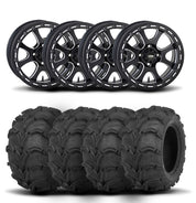 ITP Tsunami 14" Matte Black Wheels And Mud Lite Tires [30x12-14]
