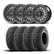 Set of Four Bullite Blade Wheels 15" Gray And Kenda K3204R Klever XT Tires [32x10R-15]