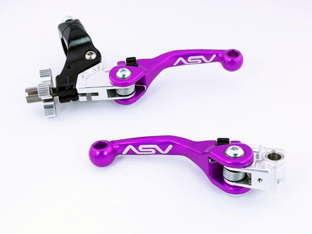 ASV F4 Clutch And Brake Lever Pair Pack With Hot Start Perch Shorty Purple BCF40106SH