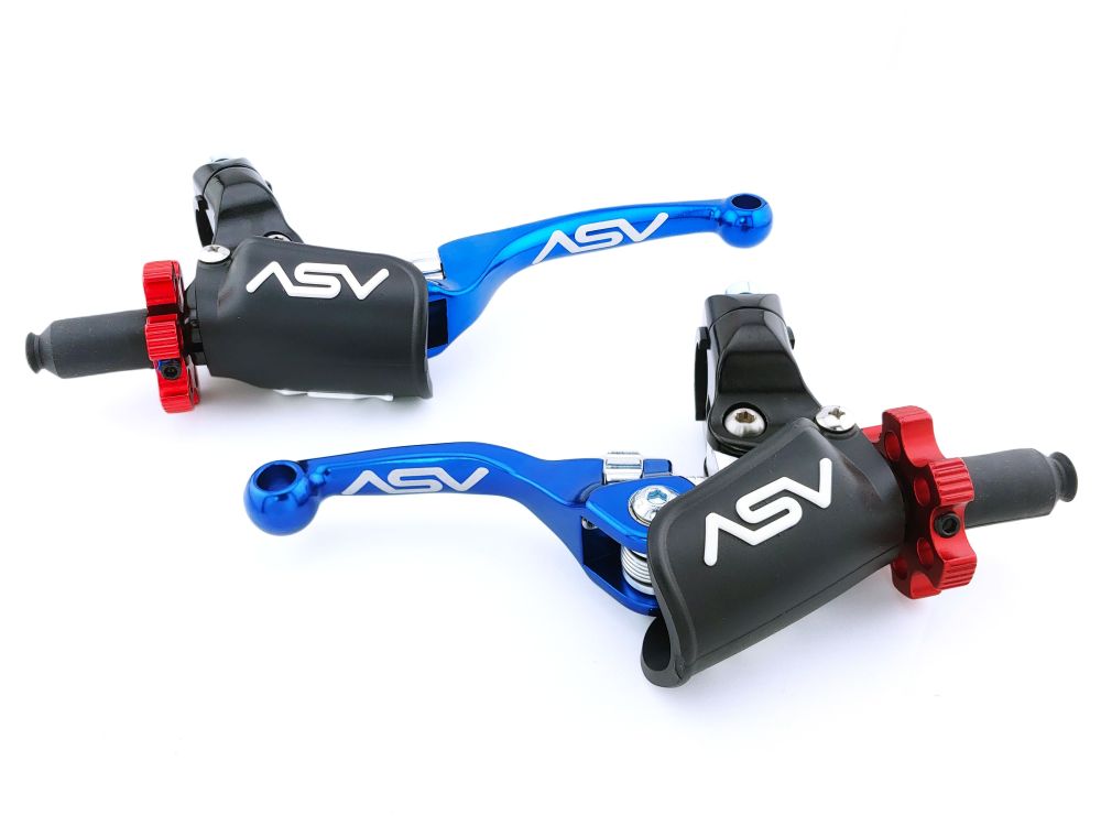 ASV F4 Pro Cable Clutch And Brake Lever Pair Pack With Perch Blue BCF40506PX
