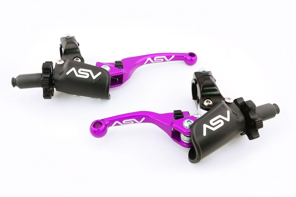 ASV F4 Pro Cable Clutch And Brake Lever Pair Pack With Perch Purple BCF40506PX
