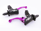 ASV F4 Pro Cable Clutch And Brake Lever Pair Pack With Perch Shorty Purple BCF40506PX