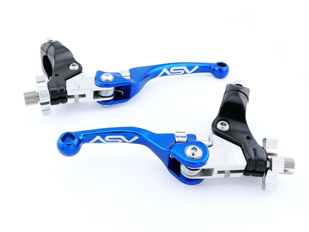 ASV F4 Dirt Cable Brake And Clutch Lever Pair Pack With Perch Blue BCF40506SX
