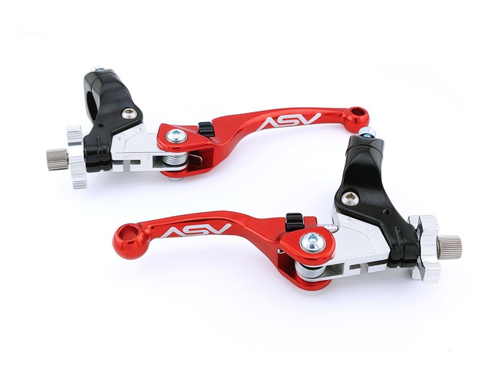 ASV F4 Dirt Cable Brake And Clutch Lever Pair Pack With Perch Red BCF40506SX