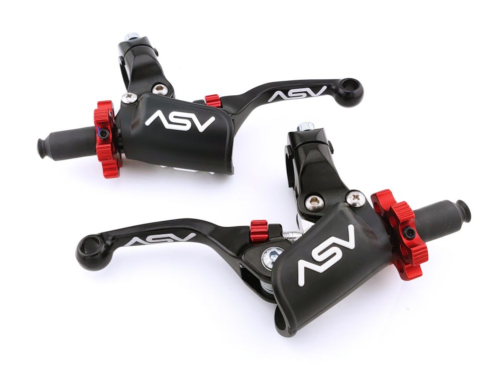 ASV F4 Pro Cable Clutch And Brake Lever Pair Pack With Perch Shorty Black BCF40506YPX