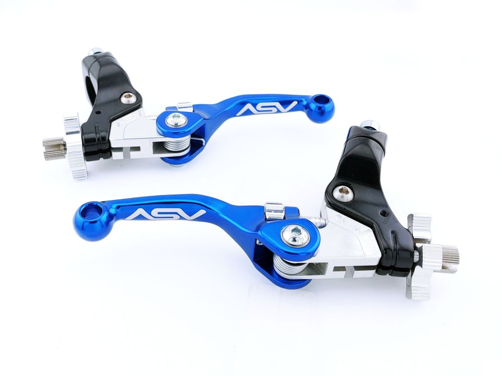 ASV F4 Cable Brake And Clutch Lever Pair Pack With Perch Shorty Blue BCF40506YSX