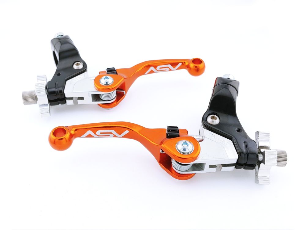 ASV F4 Cable Brake And Clutch Lever Pair Pack With Perch Shorty Orange BCF40506YSX