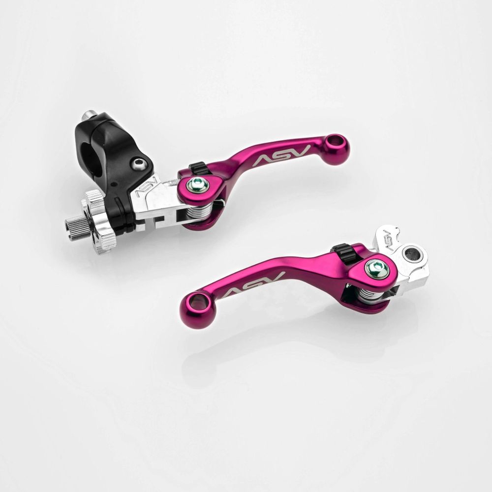 ASV F4 Dirt Front Brake And Clutch Lever Pair Pack With Perch Shorty Pink BCF40806SX