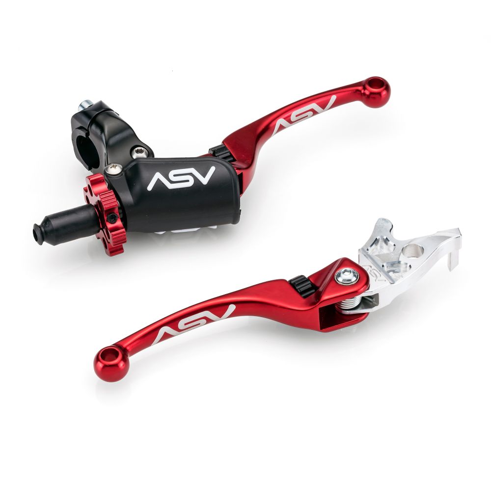 ASV F4 Pro Atv Clutch And Brake Lever Pair Pack With Hot Start Perch Red BCF4A206PHC
