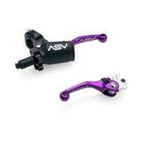 ASV F4 Pro Atv Clutch And Brake Lever Pair Pack With Hot Start Perch Shorty Purple BCF4A206PHC