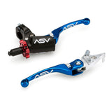 ASV F4 Pro Atv Clutch And Brake Lever Pair Pack With Perch Blue BCF4A206PX