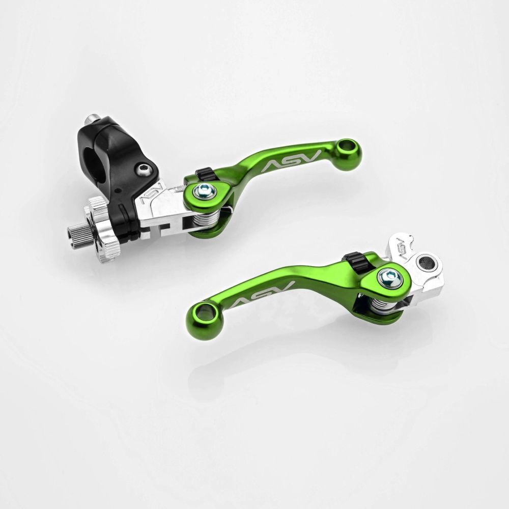 ASV F4 Atv Clutch And Brake Lever Pair Pack With Hot Start Perch Shorty Green BCF4A206SHC