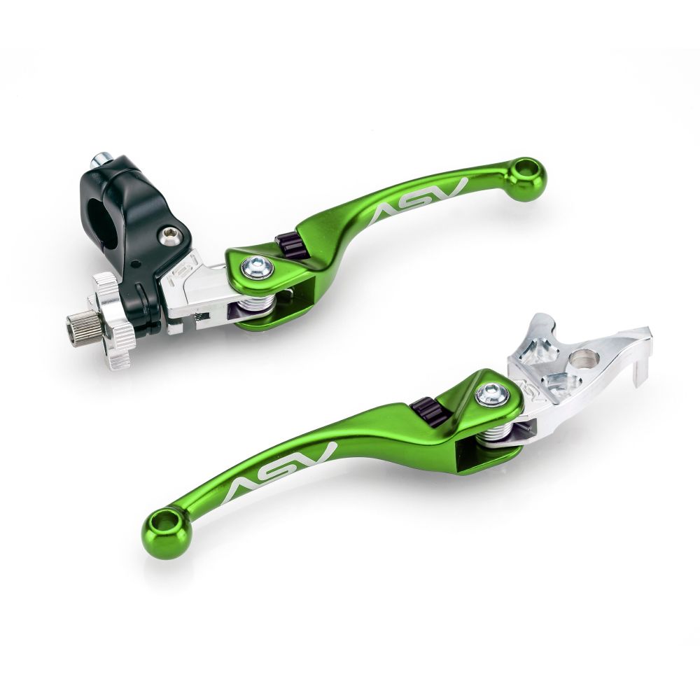 ASV F4 Atv Clutch And Brake Lever Pair Pack With Perch Green BCF4A206SX