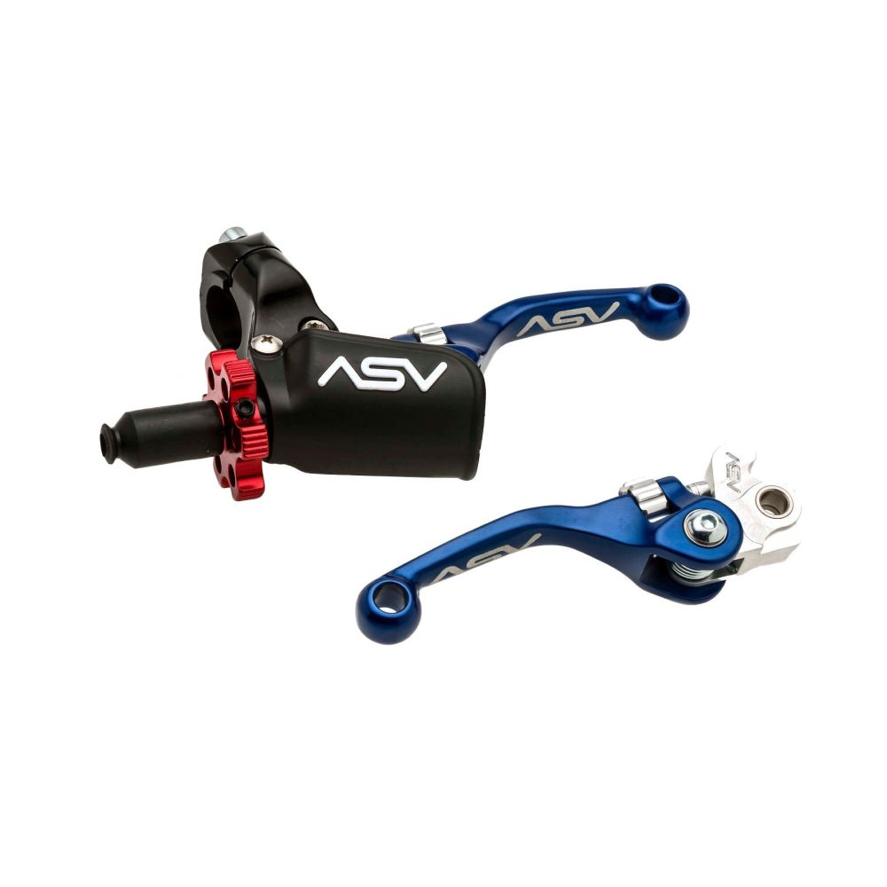 ASV F4 Pro Atv Clutch And Brake Lever Pair Pack With Perch Shorty Blue BCF4A306YPX