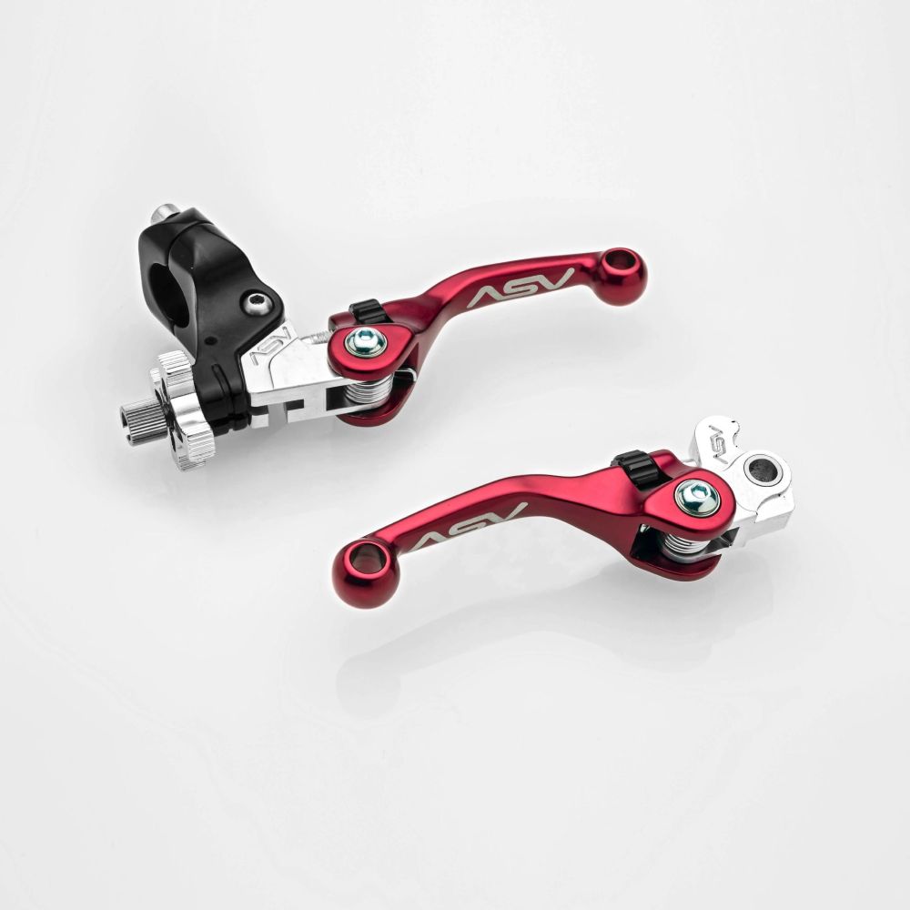 ASV F4 Atv Clutch And Brake Lever Pair Pack With Perch Shorty Red BCF4A306YSX