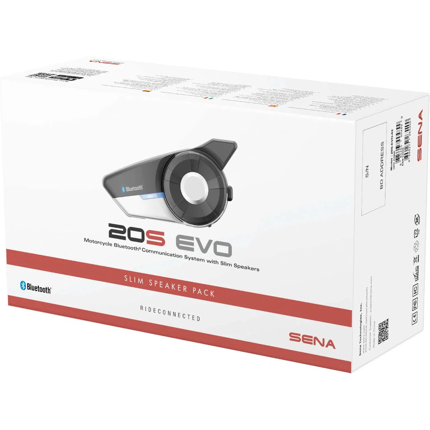 SENA 20S EVO Motorcycle Bluetooth Headset Intercom Single Kit w/ Slim Speakers