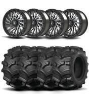 Set of Four Bullite Blade Wheels 14" Gray And Kenda K538 Executioner Tires [28x9-14]