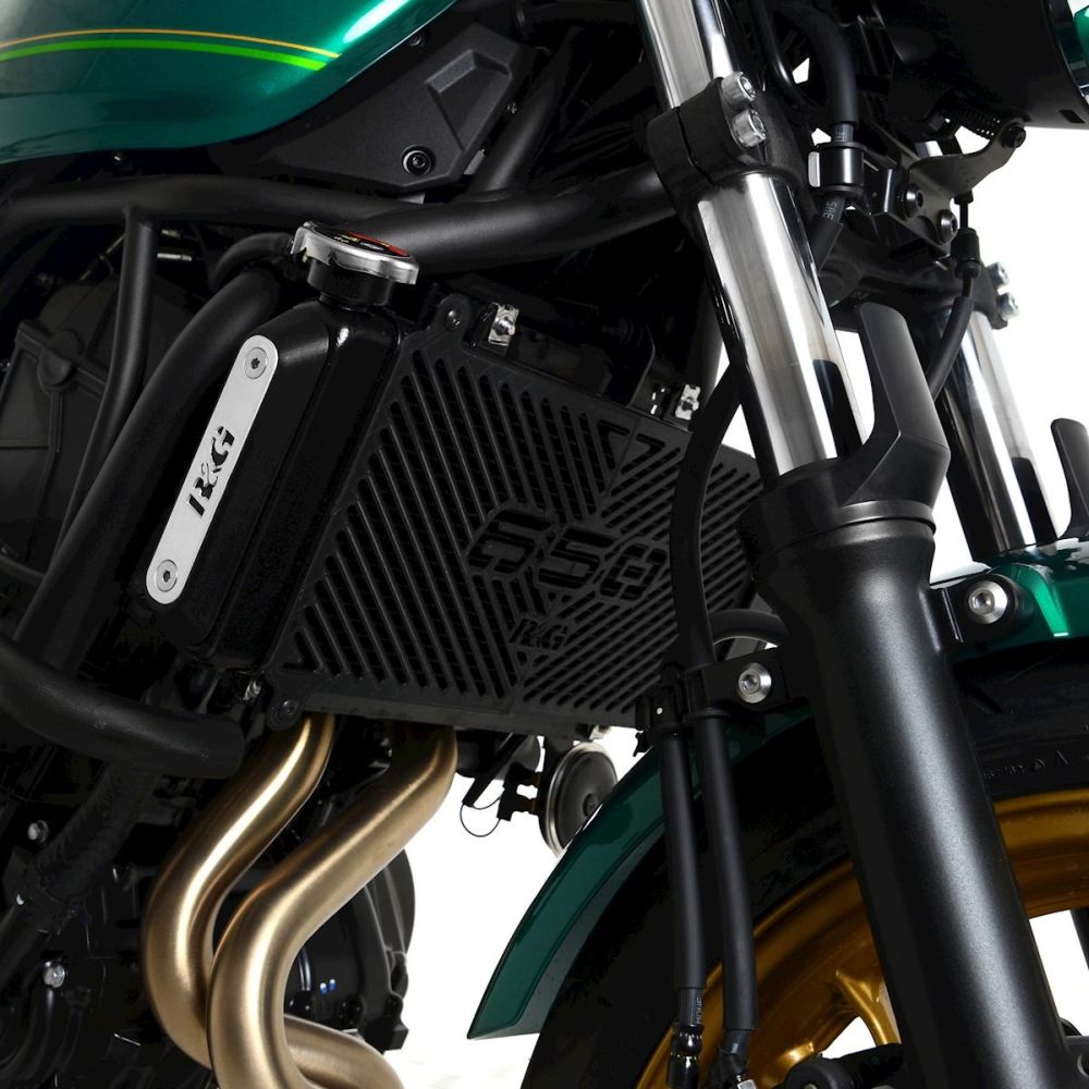 R&G Racing Black Branded Radiator Guard For 2017-2024 Kawasaki Ninja 650 EX650