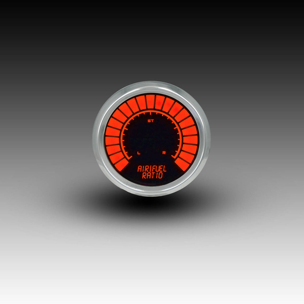 Indicador digital de aire y combustible con barra LED Intellitronix - Placa frontal negra con bisel cromado