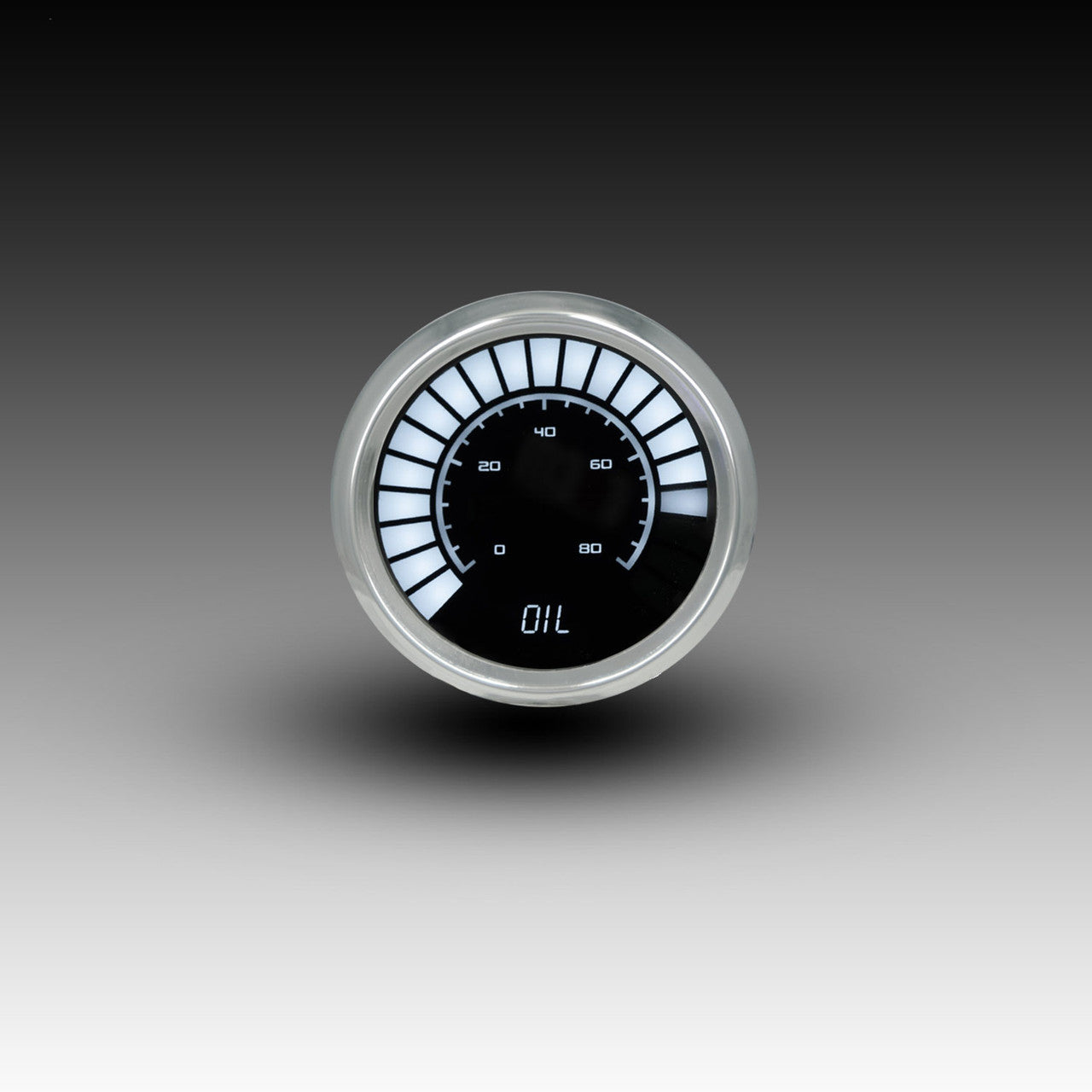 Manómetro digital de presión de aceite con barra LED Intellitronix - Placa frontal negra con bisel cromado