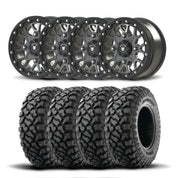 Set of Four Bullite Rider Wheels 15" Gray And Kenda K3204R Klever XT Tires [32x10R-15]