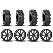 System 3 ST-4 Aluminum Gloss Black/Machined 20" Wheels And XT400 Tires [33x9.5R-20]