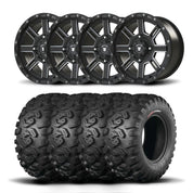 Set of Four Bullite Lancer Wheels 15" Black And Kenda K3201 Mastodon HT Tires [30x10R-15]