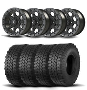 Set of Four Bullite Ruler Wheels 14" Gray And Kenda K576A Kongur Tires [30x10R-14]