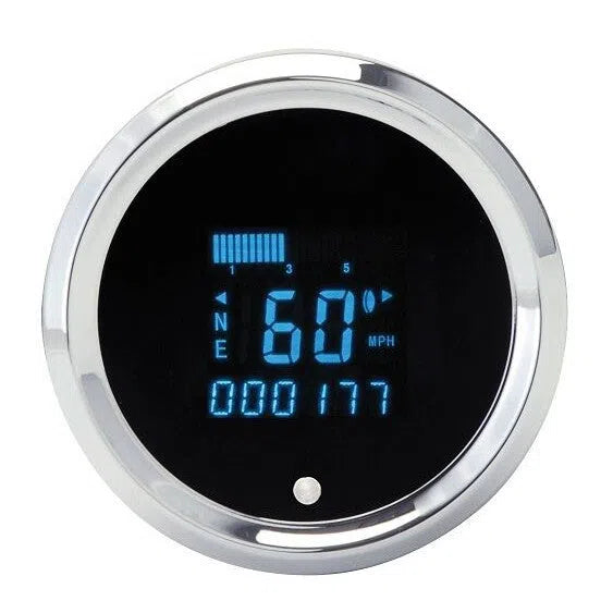 Dakota Digital 3-3/8" Round Performance Speedometer Gauge Chrome Blue SLX-01-1-C