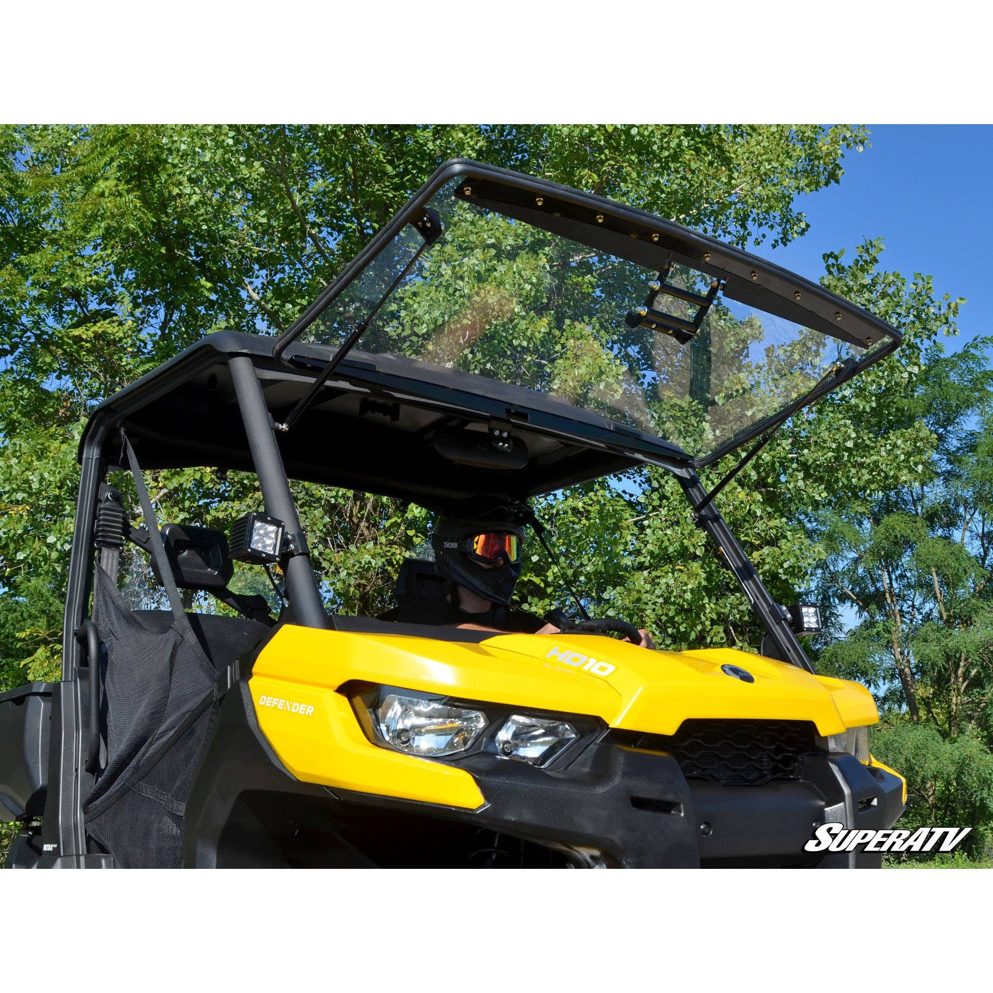 SuperATV Can-Am Defender Scratch Resistant Flip Windshield FWS-CA-DEF-70