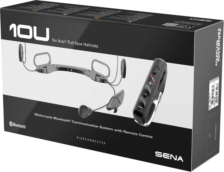 SENA 10U Bluetooth Comm System w/ Handlebar Remote For Arai Full-Face Helmets