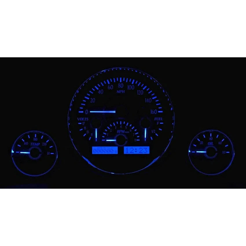 Dakota Digital Universal 3 Round Analog Gauge System Black Blue Kit VHX-1013-Lionparts Powersports