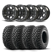 Set of Four Bullite Ruler Wheels 14" Gray And Kenda K3204R Klever XT Tires [30x10-14]