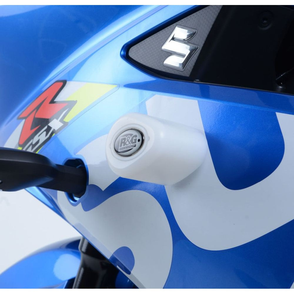 R&G Racing White Aero Style Crash Protection Bobbins For 2017-2019 Suzuki GSX-R125